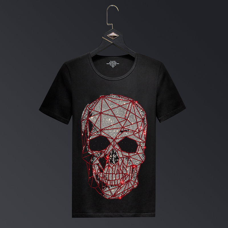 Streetwear Brand Tees - Plus size 2025 moda crânio strass